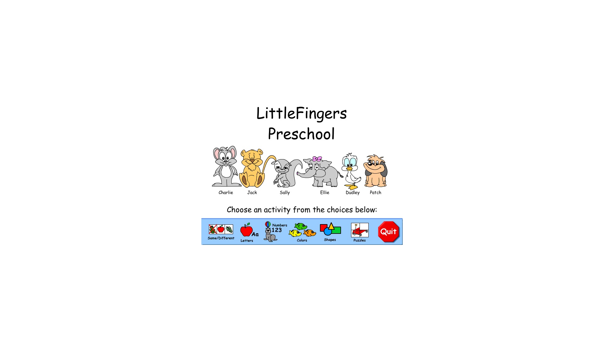 LittleFingers Preschool 1.0 : Main menu