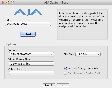 AJA KONA System Test 9.0 : Main window