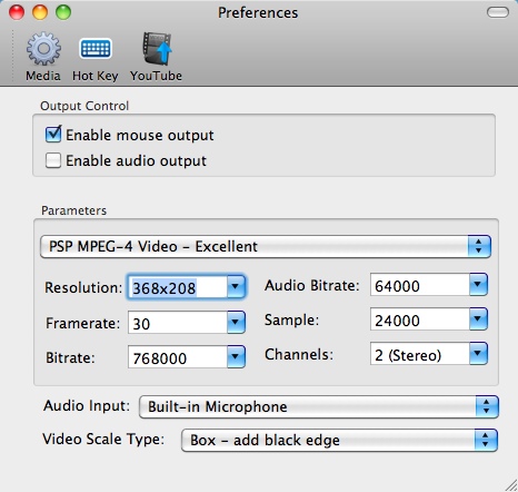 Anytotal Mac Screen Recorder 6.3 : Settings