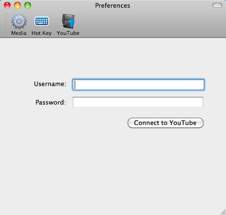 Anytotal Mac Screen Recorder 6.3 : Settings - Connect to YouTube
