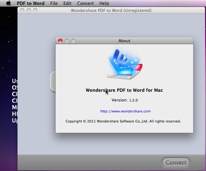 Wondershare PDF to Word 1.2 : Main window