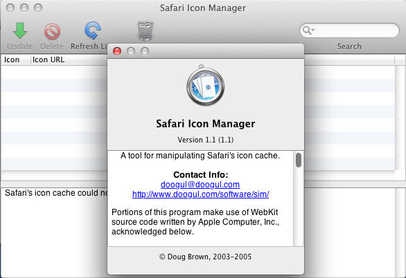Safari Icon Manager 1.1 : Main Window
