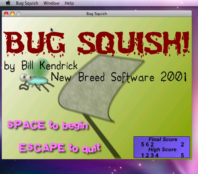 Bug Squish 0.0 : Main window