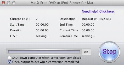 MacX Free DVD to iPod Ripper for Mac 2.0 : Converting