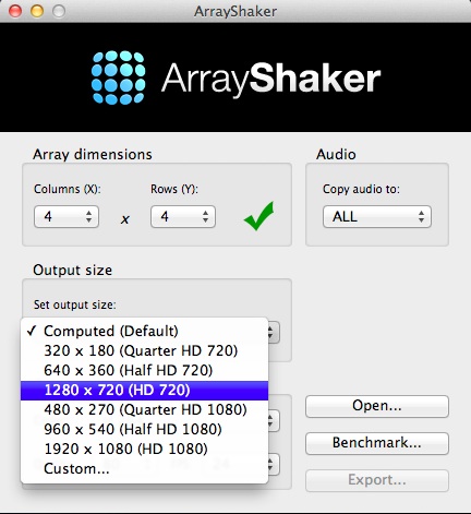 ArrayShaker 1.0 : Output Size Selection