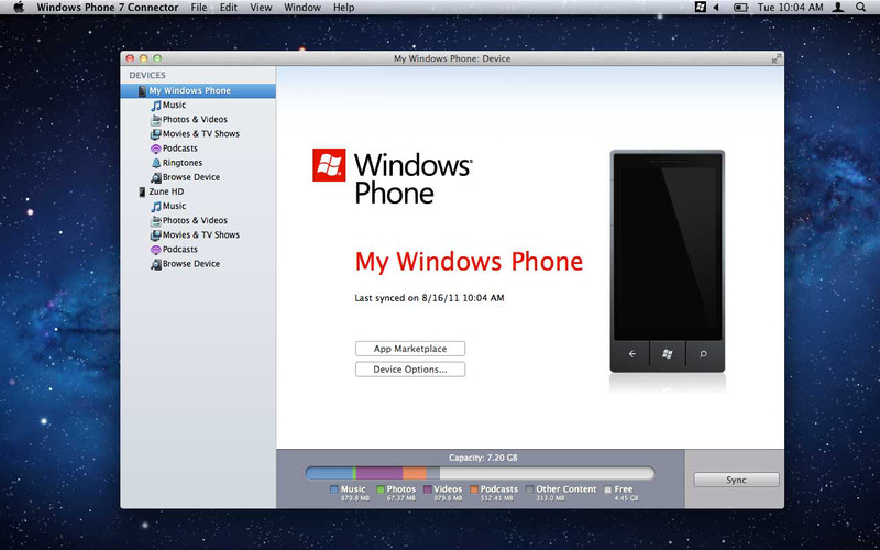 Windows Phone 7 Connector 2.0 : Main window