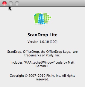 ScanDrop Lite 1.0 : About Window