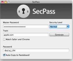 SecPass 1.0 : Main window