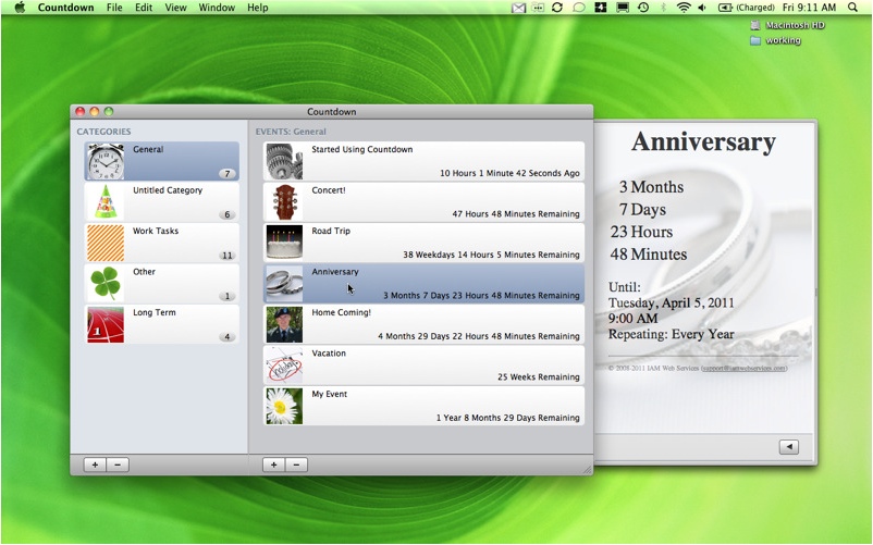Countdown for Mac 1.2 : Main window