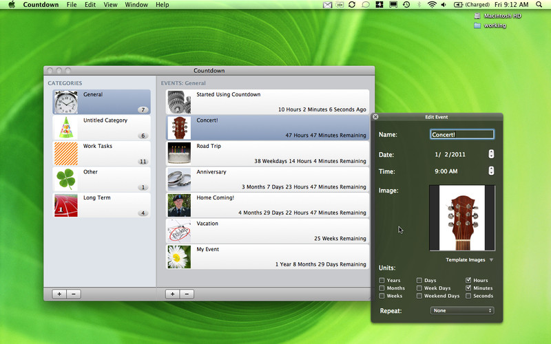 Countdown for Mac 1.2 : Countdown for Mac screenshot