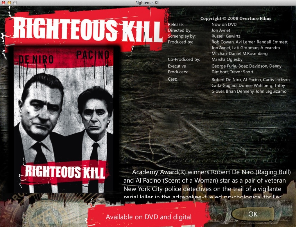 Righteous Kill 1.1 : Info About The Movie