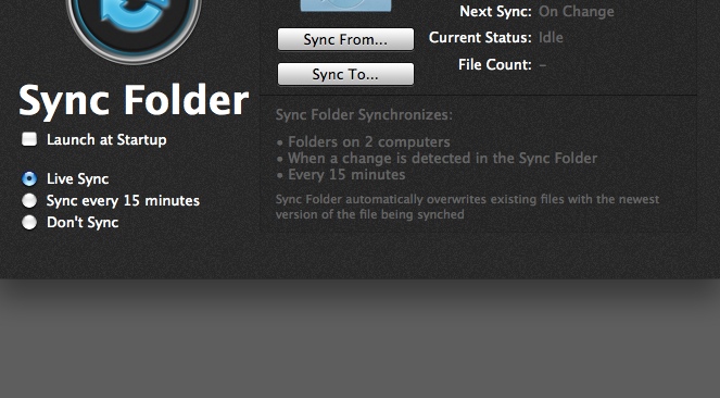 Sync Folder 1.1 : Main window