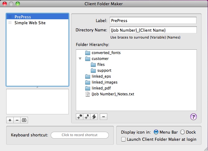 Client Folder Maker 4.0 : Main window
