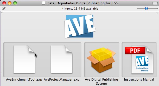 Install Aquafadas Digital Publishing for CS5 1.0 : Main window