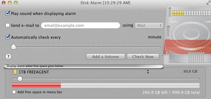 Disk Alarm 1.2 : Main window