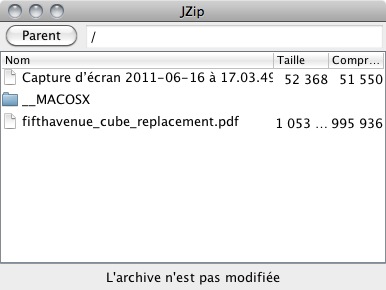 JZip 0.1 : Main window