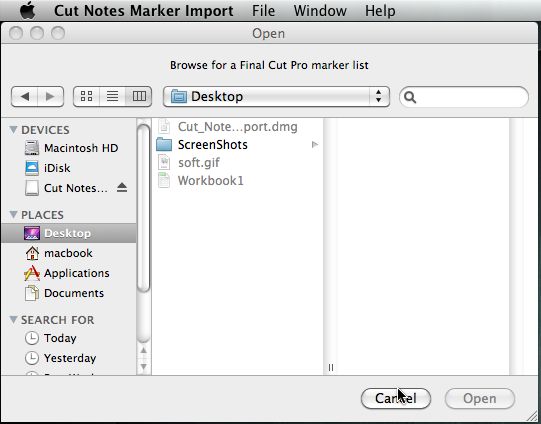 Cut Notes Marker Import 1.0 : Main window