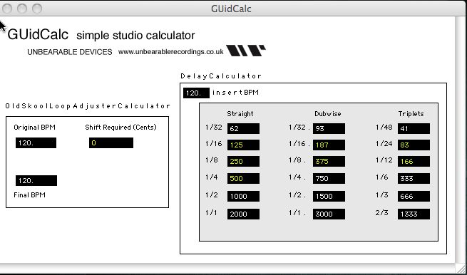 GUidCalc 4.3 : Main window