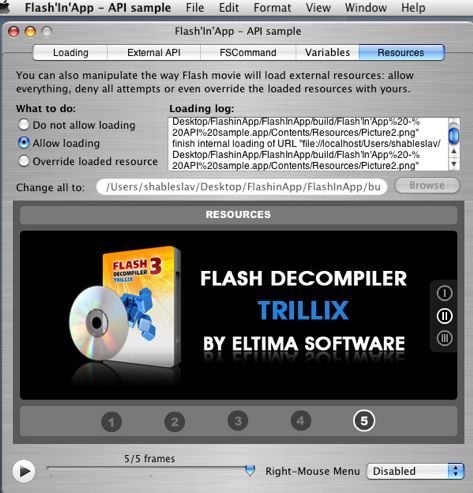 Flash'In'App - Real sample 2.7 : Main window
