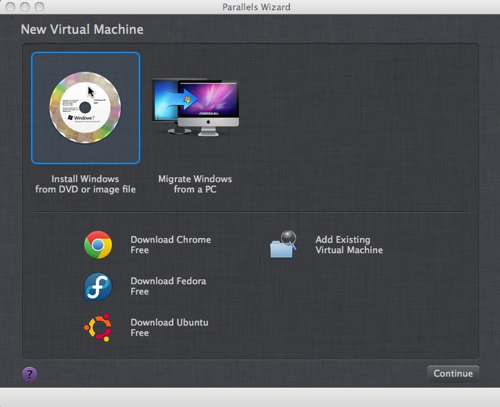 Paralles Desktop 7 Getting Started 7.0 : Main window