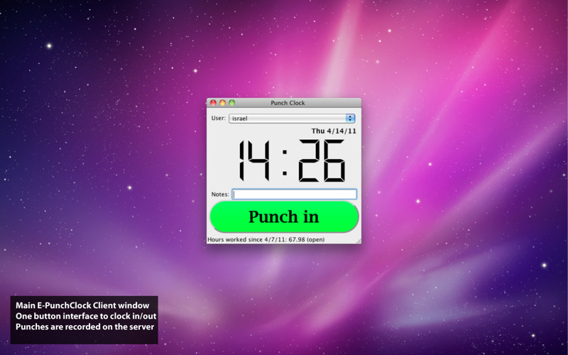 E-PunchClock Client 3.1 : Main window