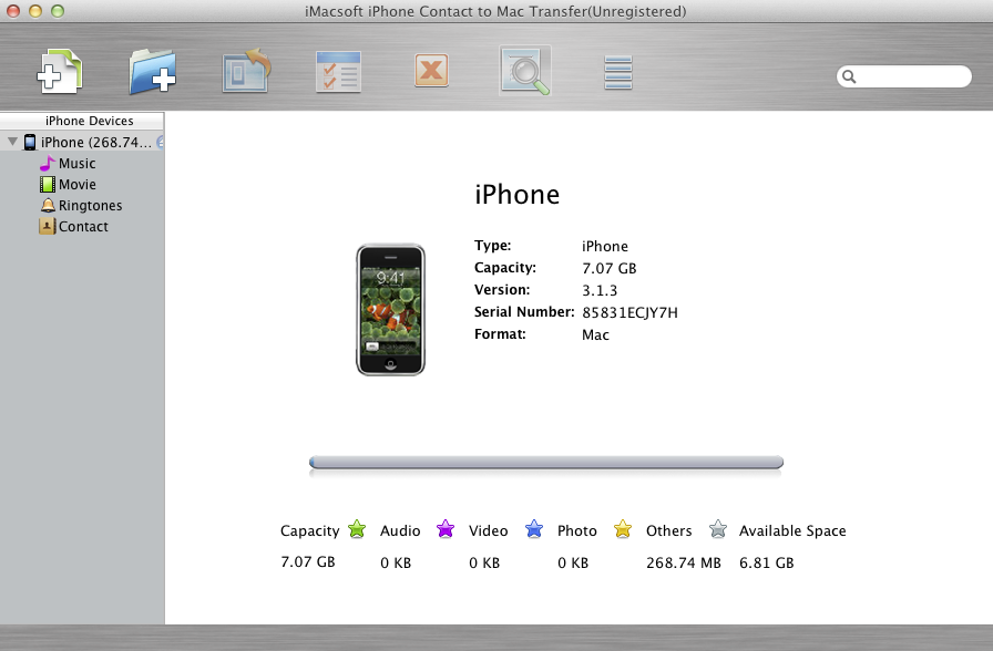 iMacsoft iPhone Contact to Mac Transfer 2.8 : Main window