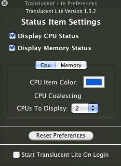 Translucent Lite 1.3 : CPU preferences
