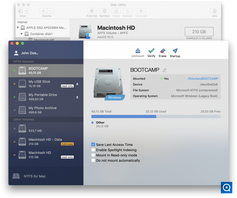 Register NTFS for Mac OS X : Main window