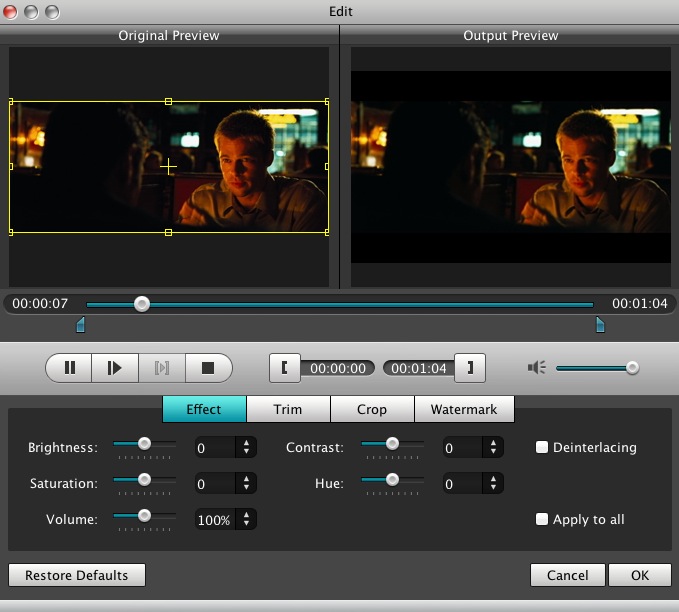 4Videosoft Apple TV Video Converter for Mac 5.0 : Editor
