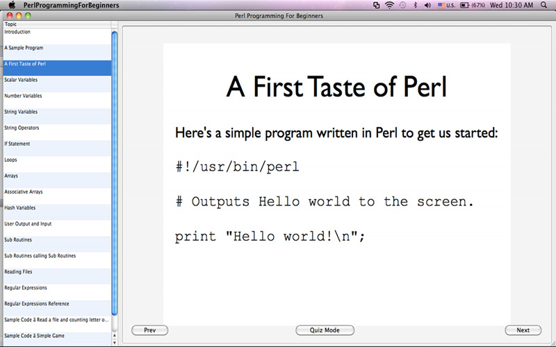 PerlProgrammingForBeginners 1.0 : Main window