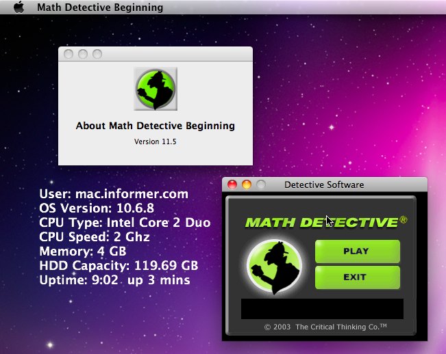 Math Detective Beginning Demo 11.5 : Main Interface