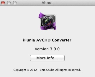 iFunia AVCHD Converter 3.9 : About window