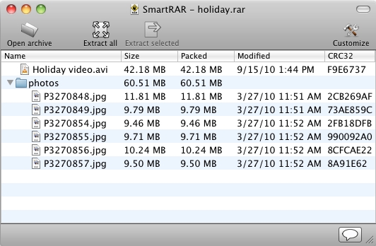 SmartRAR 1.1 : Main Screen