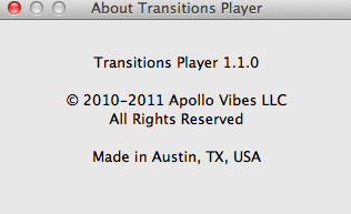 Transitions Player 1.1 : About