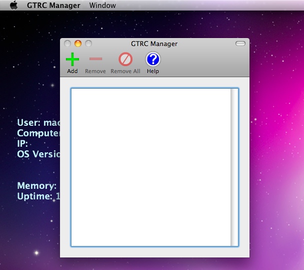 GTRC Manager 1.0 : Main window