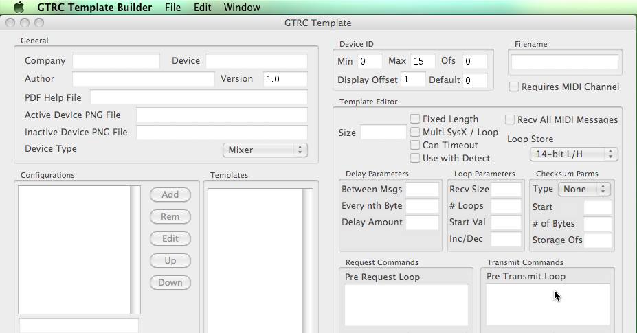 GTRC Template Builder 1.0 : Main window