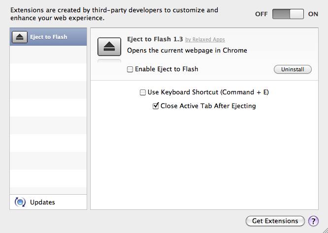 Eject to Flash 1.3 : Main window
