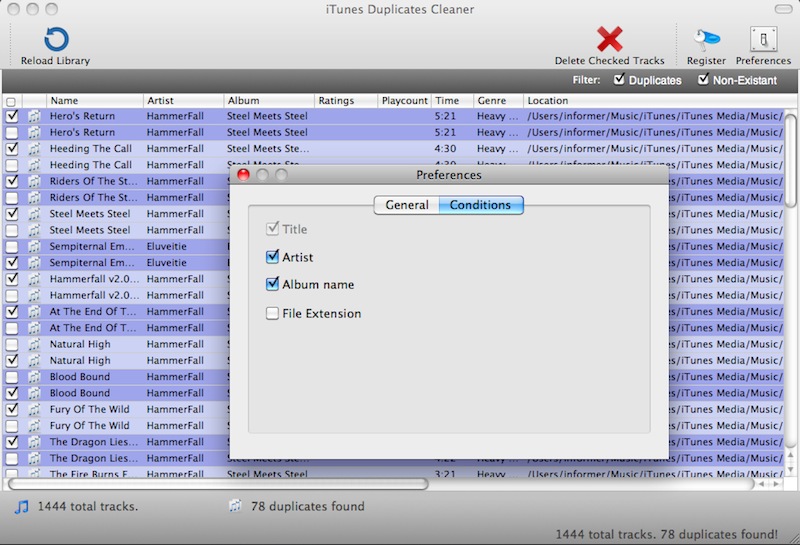 iTunes Duplicates Cleaner 2.3 : Preferences