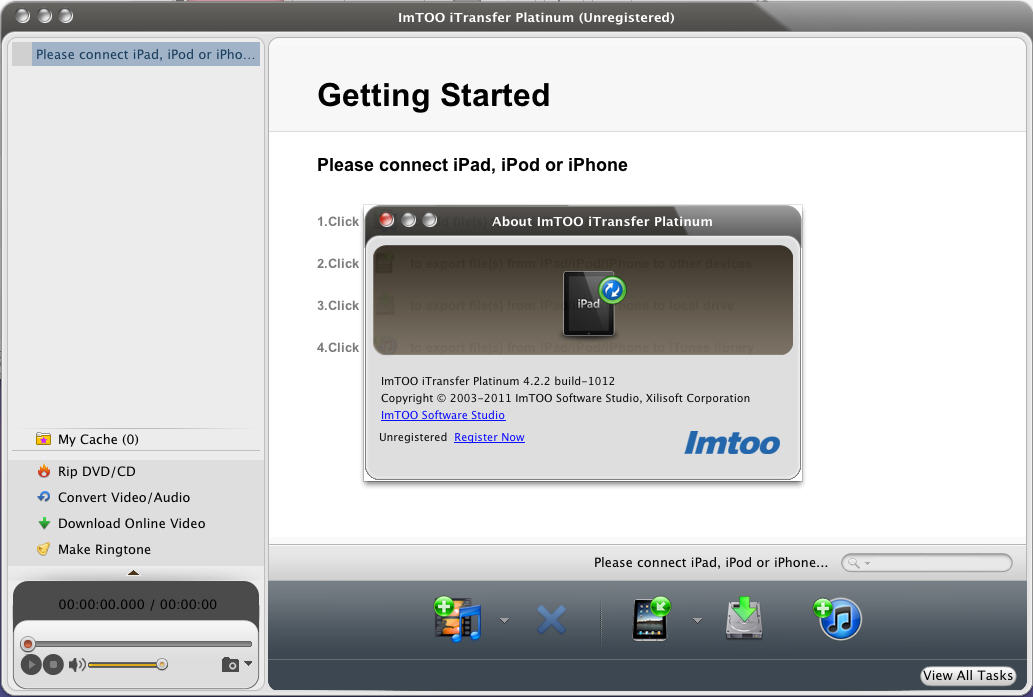 ImTOO iTransfer Platinum 4.2 : Main Window