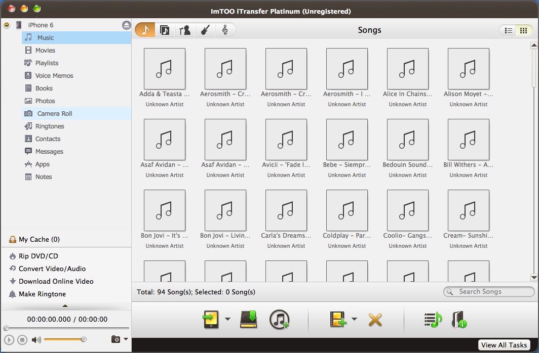 ImTOO iTransfer Platinum 5.7 : Checking Music Files On iOS Device