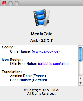 MediaCalc 2.3 : Program version