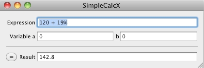 SimpleCalcX 2.0 : Main Screen