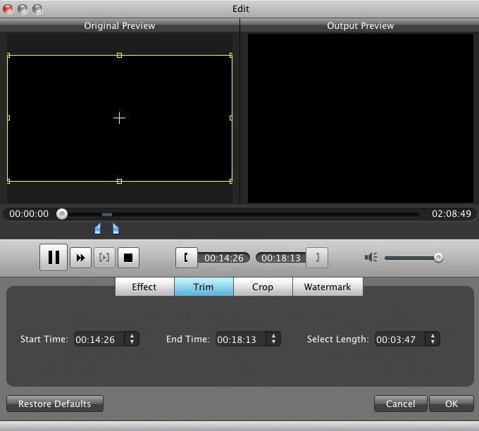 Aiseesoft DVD to FLV Converter for Mac 6.2 : Video editor