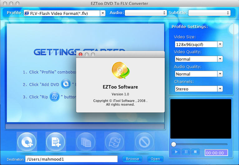 EZToo DVD To FLV Converter 1.0 : Main Window