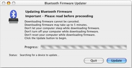Bluetooth Firmware Updater 1.2 : Main Window
