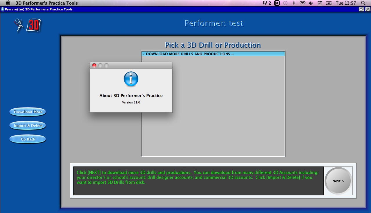 3D Performer's Practice Tools 11.0 : Main window