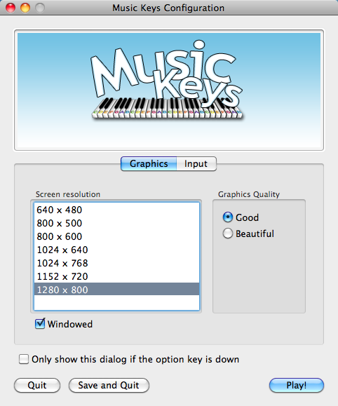 Music Keys 1.2 : Configuration Window
