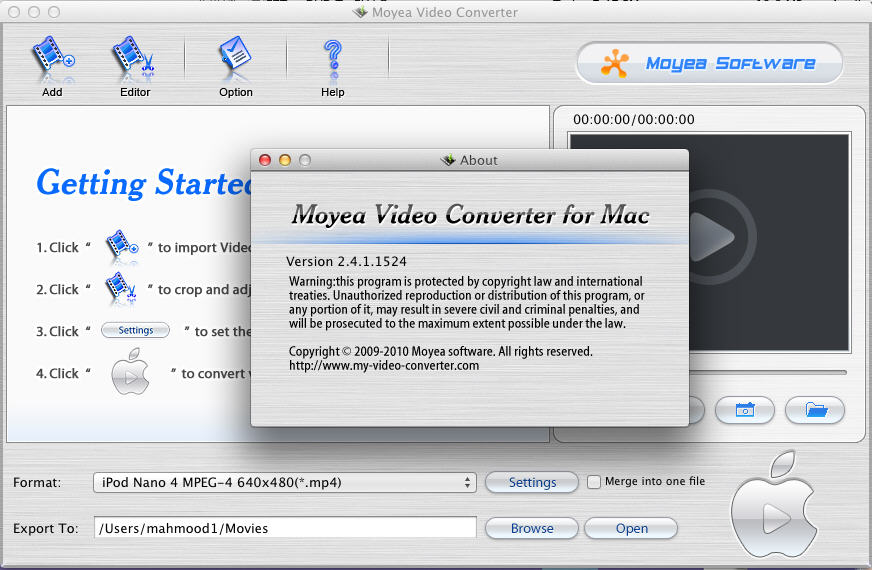 Moyea Video Converter 2.4 : Main Window