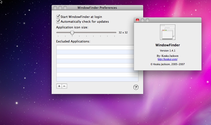 WindowFinder 1.4 : Main window