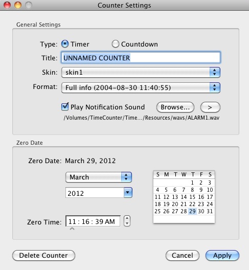 TimeCounter 1.0 : Settings
